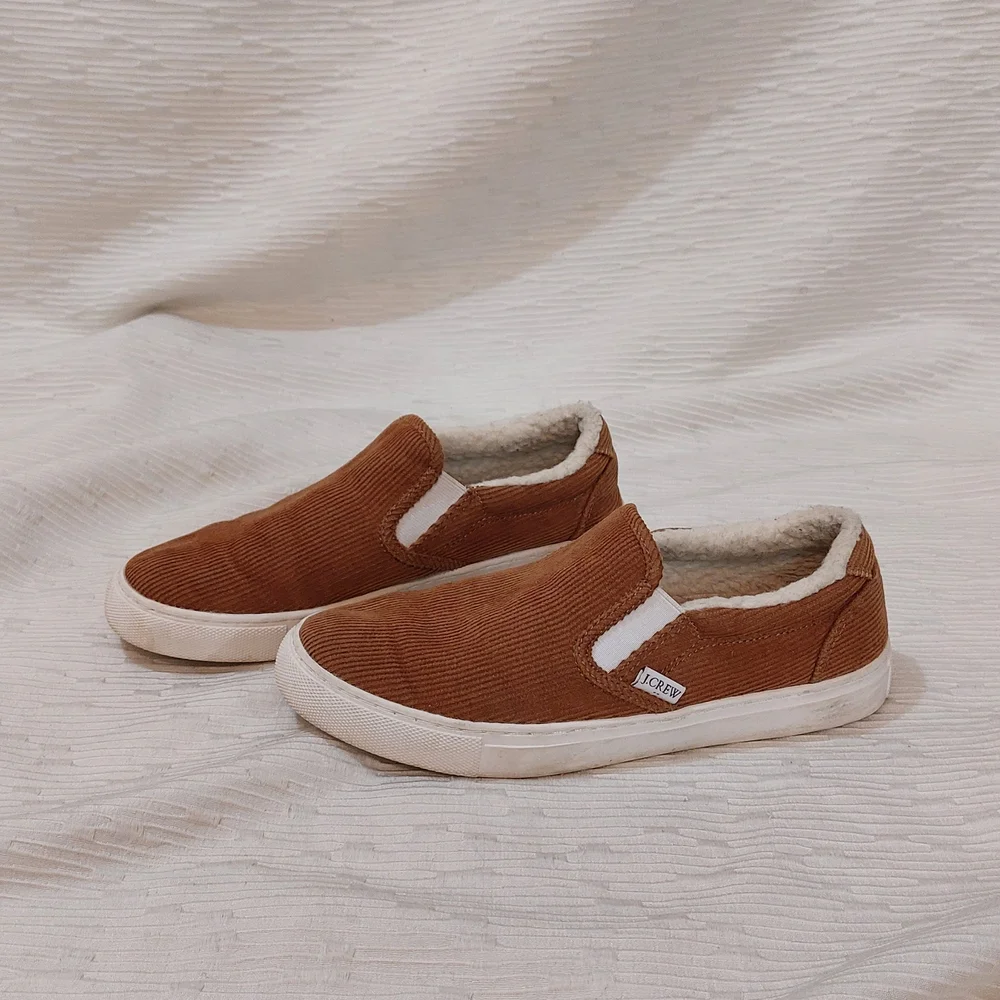 J. Crew Tan Corduroy Slip-On Sneakers Size 8
